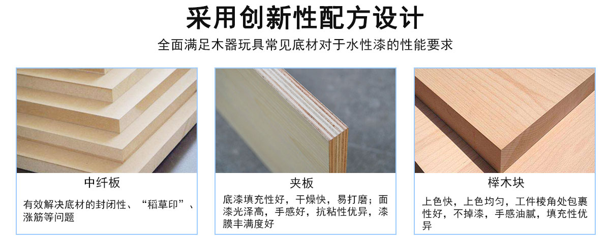 全面滿足常見木器玩具底材對于水性漆的性能要求